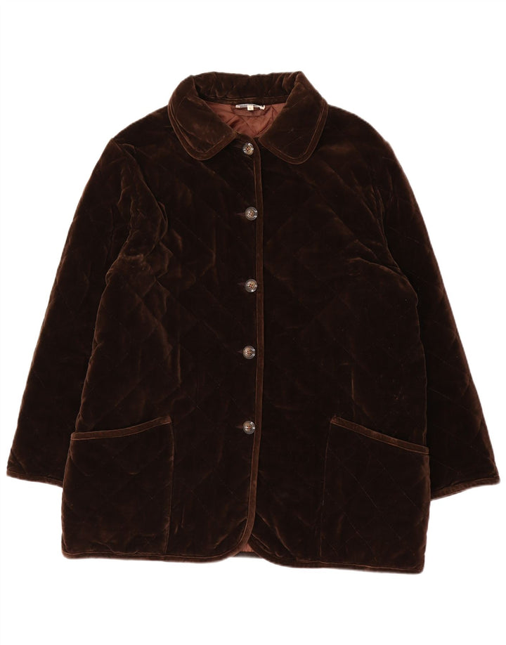 Luisa Spagnoli Womens Oversized Quilted Jacket UK 16 Large Brown Cotton