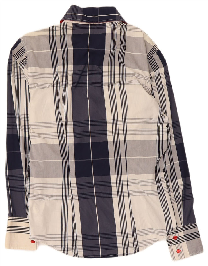 Naracamicie Mens Shirt XS Navy Blue Plaid Cotton
