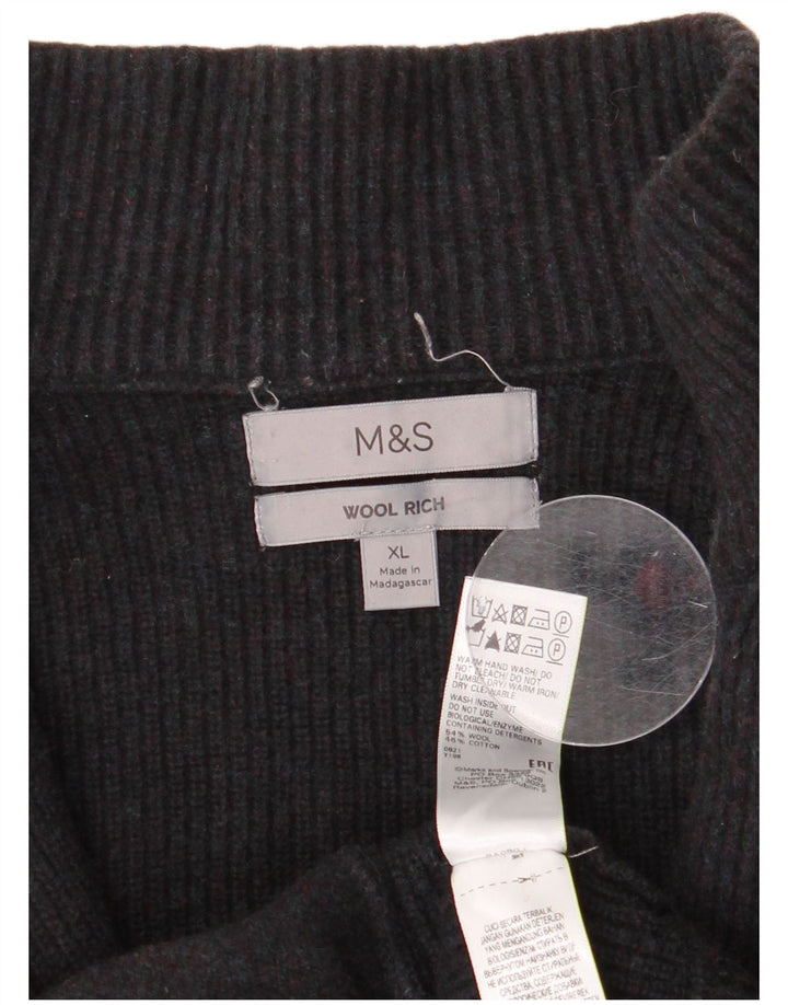 Marks & Spencer Womens Cardigan Sweater UK 18 XL Black Wool
