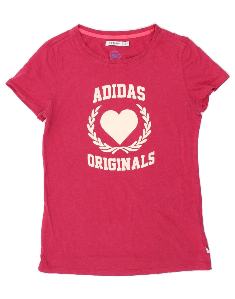 ADIDAS Womens Graphic T-Shirt Top IT 44 Medium Pink Cotton Vintage Adidas and Second-Hand Adidas from Messina Hembry 