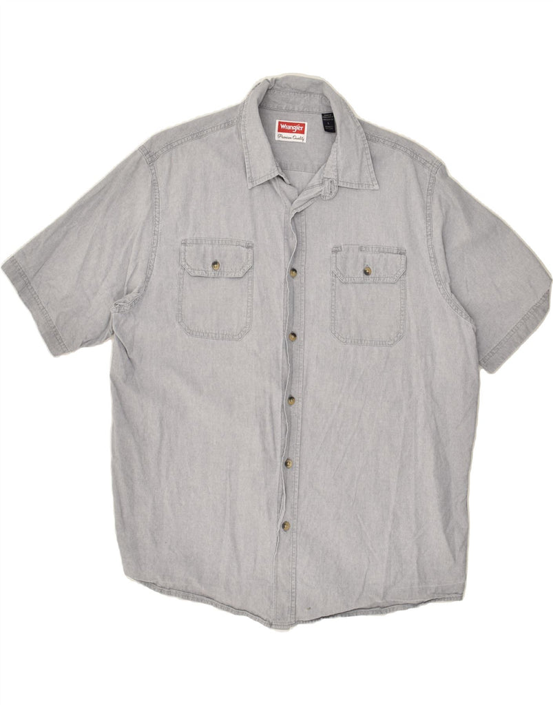 WRANGLER Mens Short Sleeve Shirt Large Grey Cotton Vintage Wrangler and Second-Hand Wrangler from Messina Hembry 