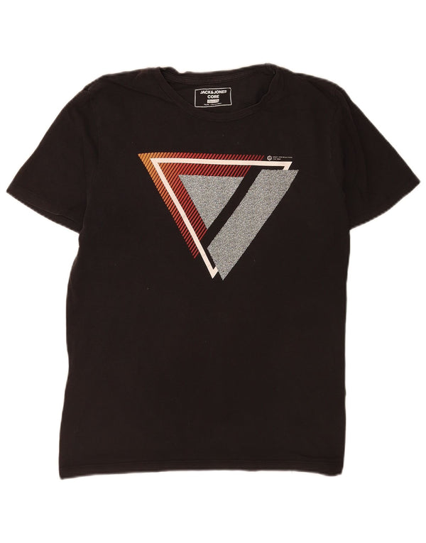 Jack & Jones Mens Slim Fit Graphic T-Shirt Top Medium Black Cotton