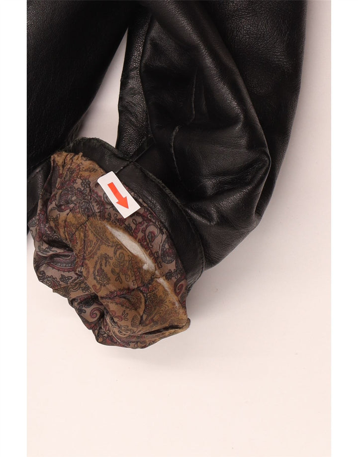 Vintage Mens Leather Jacket UK 36 Small Black Leather