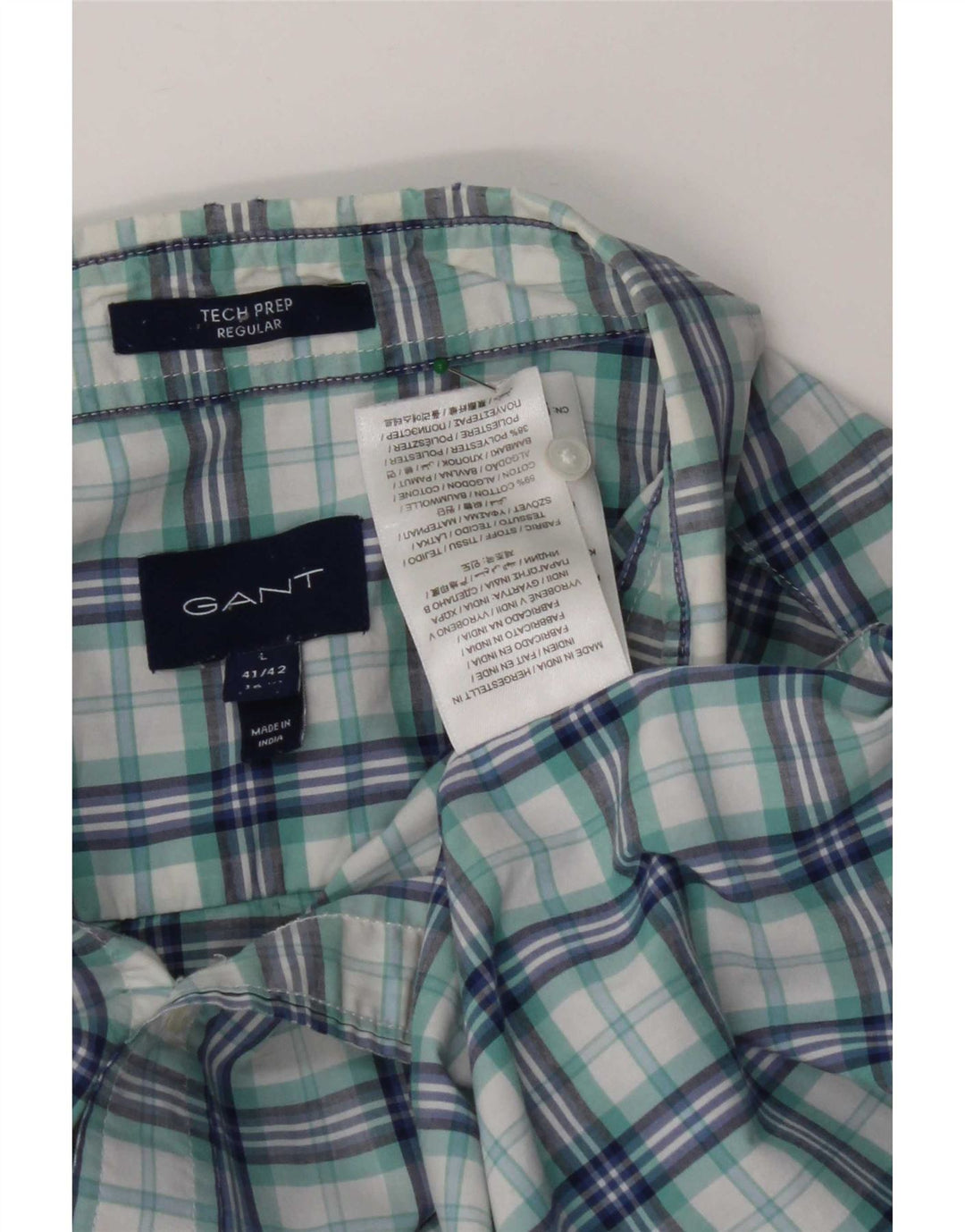 Gap Mens Short Sleeve Regular Fit Shirt Size 41/42 Large Blue Check Cotton