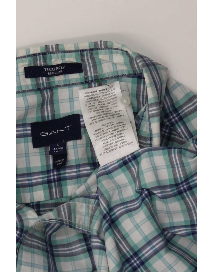 Gap Mens Short Sleeve Regular Fit Shirt Size 41/42 Large Blue Check Cotton