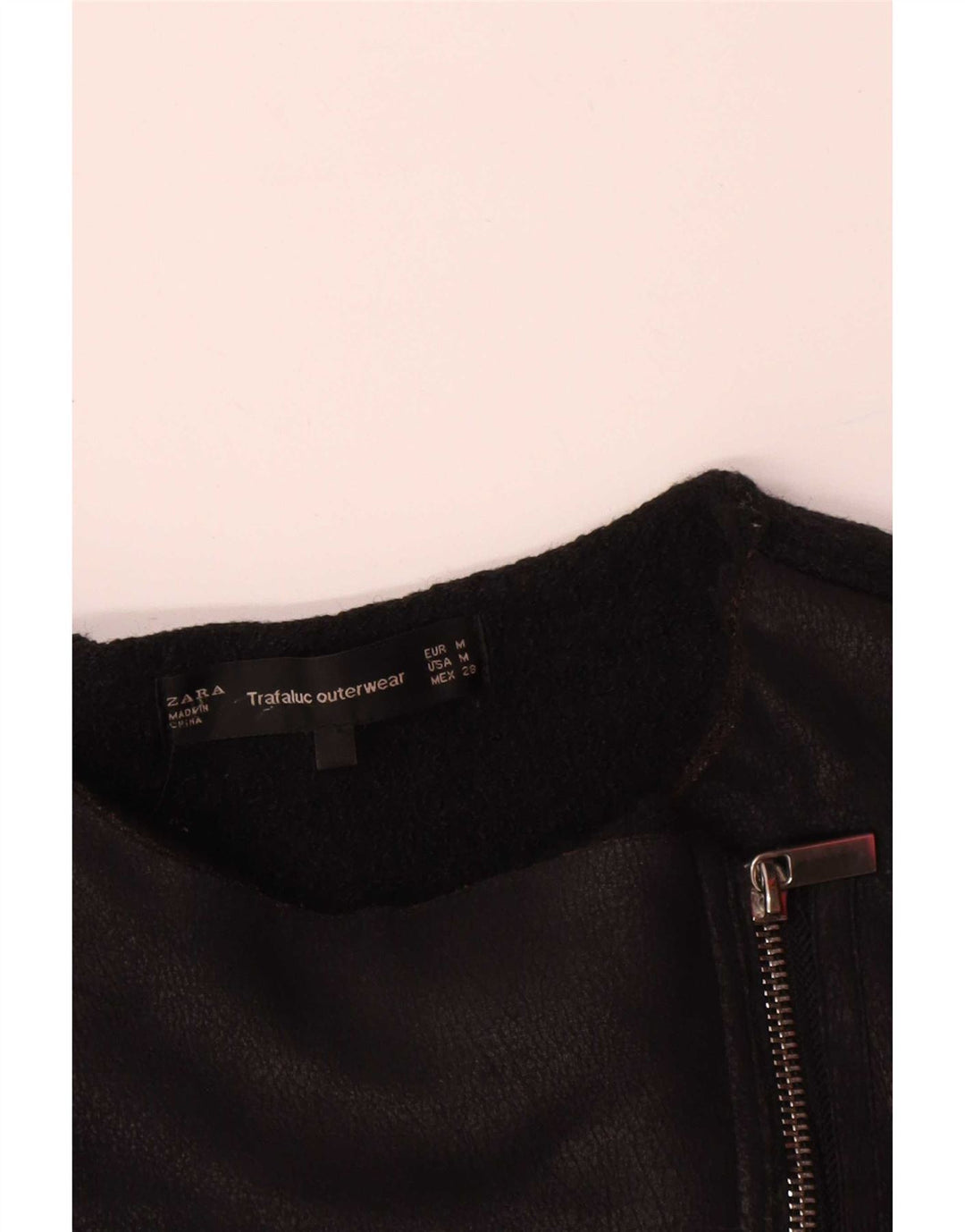 Zara Womens Leather Biker Jacket UK 12 Medium Black