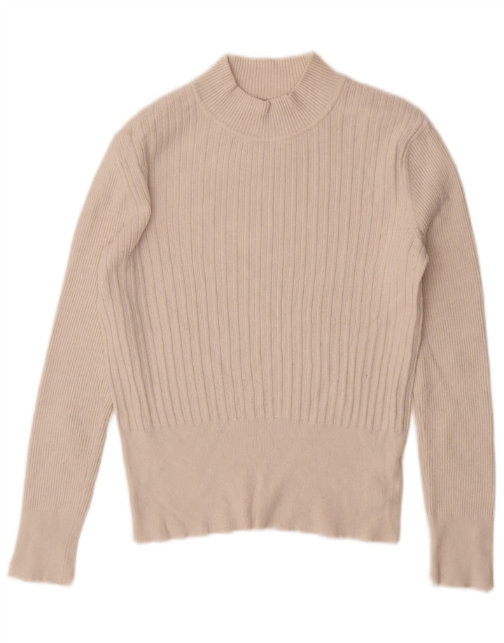 Marks & Spencer Womens Crop Turtle Neck Jumper Sweater UK 12 Medium White