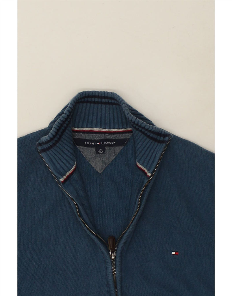 TOMMY HILFIGER Mens Cardigan Sweater Large Navy Blue Cotton | Vintage Tommy Hilfiger | Thrift | Second-Hand Tommy Hilfiger | Used Clothing | Messina Hembry 