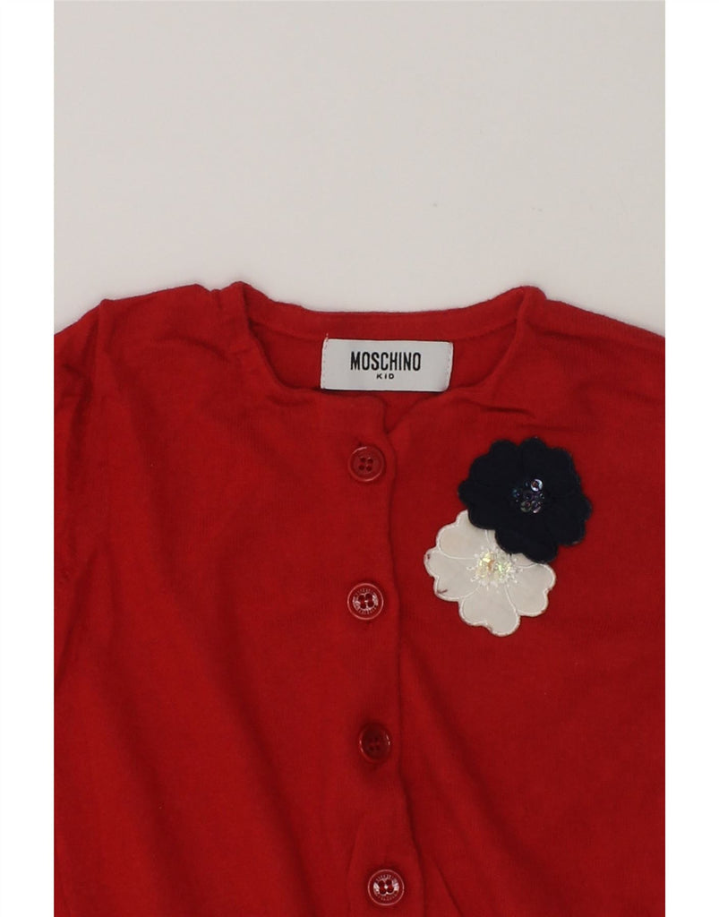 MOSCHINO Baby Girls Cardigan Sweater 18-24 Months Red Cotton | Vintage Moschino | Thrift | Second-Hand Moschino | Used Clothing | Messina Hembry 