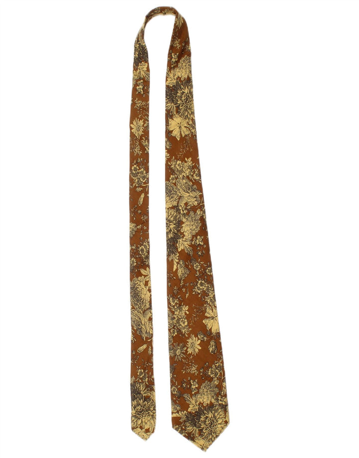 Lanvin Mens Tie One Size Brown Floral Silk Designer