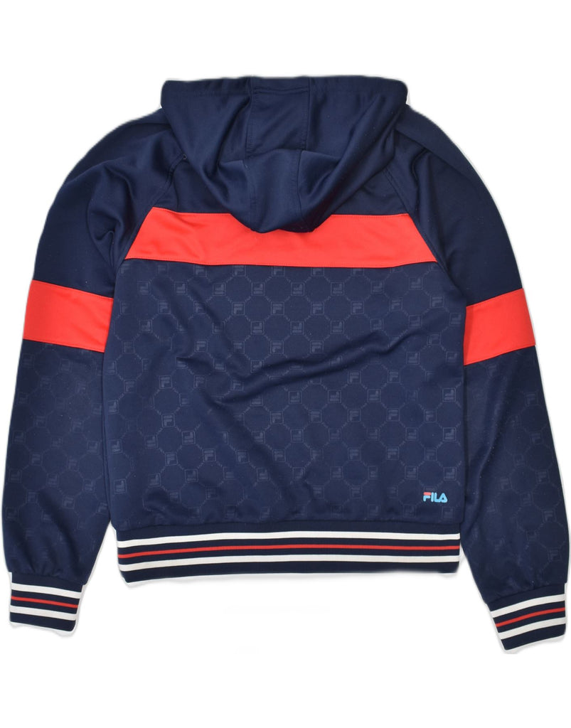 FILA Boys Graphic Hoodie Jumper 15-16 Years Navy Blue Polyester | Vintage | Thrift | Second-Hand | Used Clothing | Messina Hembry 