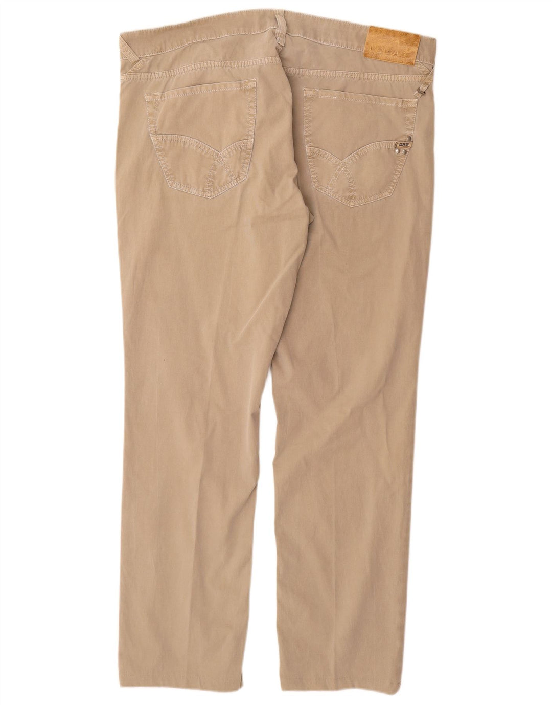 GAS Mens Straight Casual Trousers W40 L30 Beige Cotton