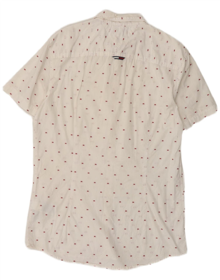 Tommy Hilfiger Mens Short Sleeve Slim Fit Shirt Medium White Cotton