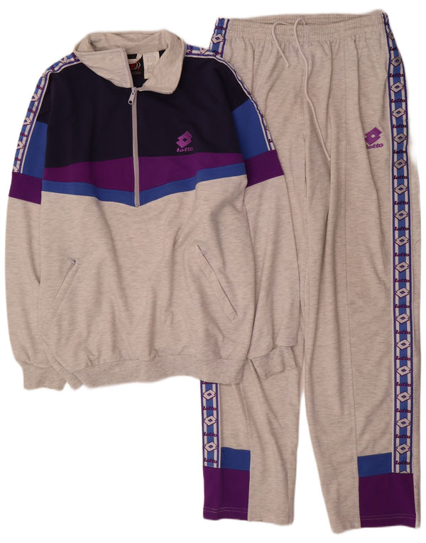 Lotto Mens Graphic Full Tracksuit XL Grey Colourblock Polyester