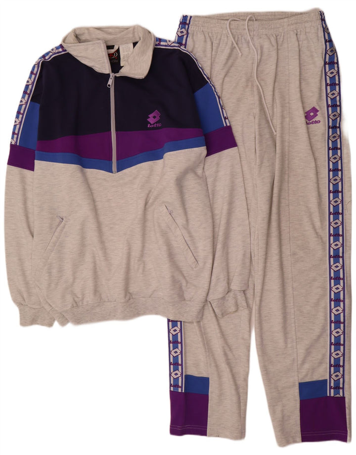 Lotto Mens Graphic Full Tracksuit XL Grey Colourblock Polyester