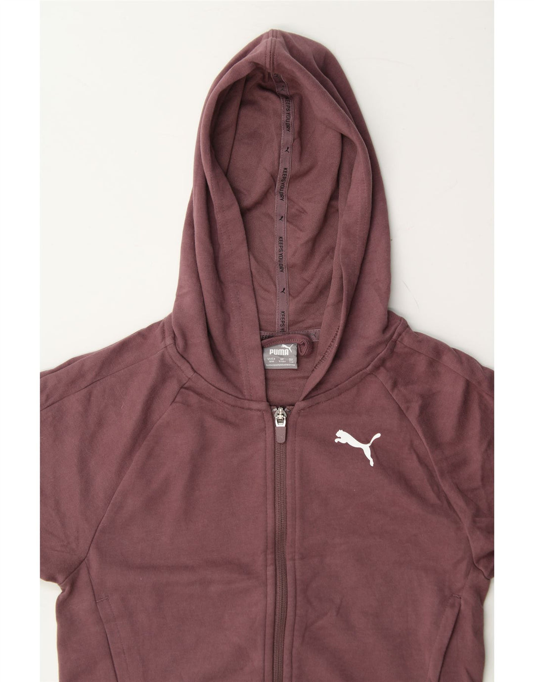 PUMA Girls Zip Hoodie Sweater 9-10 Years Medium  Maroon Cotton Vintage Puma and Second-Hand Puma from Messina Hembry 