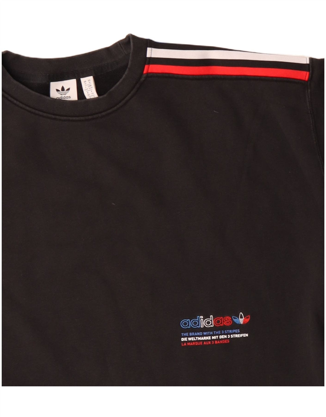 Adidas Womens Three Stripes Sweatshirt Jumper UK 14 Large Black