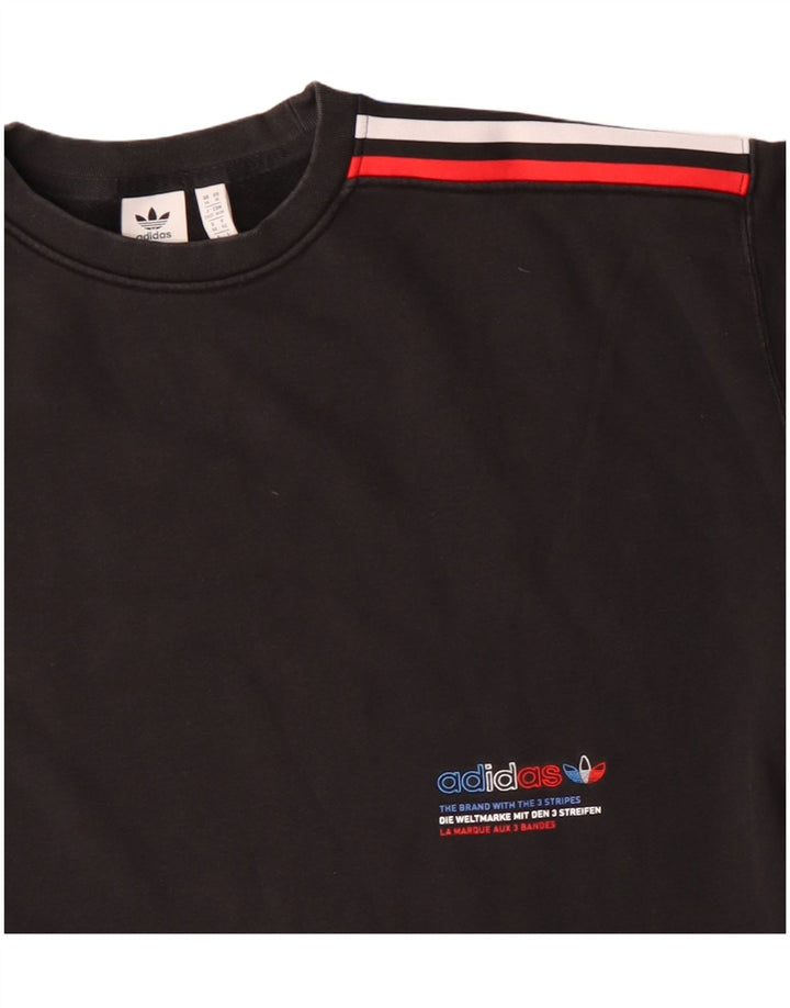 Adidas Womens Three Stripes Sweatshirt Jumper UK 14 Large Black