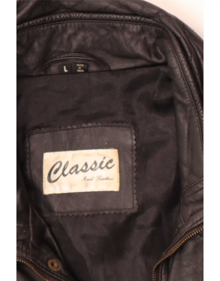 CLASSIC Mens Leather Jacket UK 40 Large Black