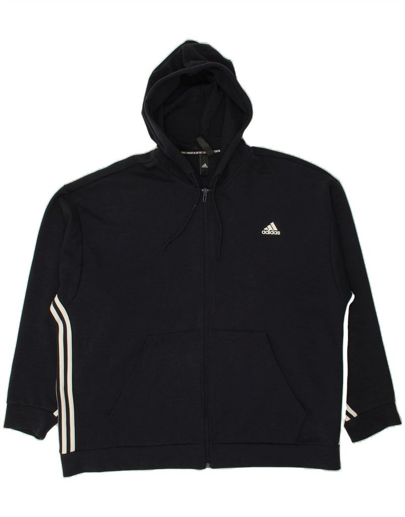 ADIDAS Mens Zip Hoodie Sweater 2XL Navy Blue Cotton | Vintage Adidas | Thrift | Second-Hand Adidas | Used Clothing | Messina Hembry 