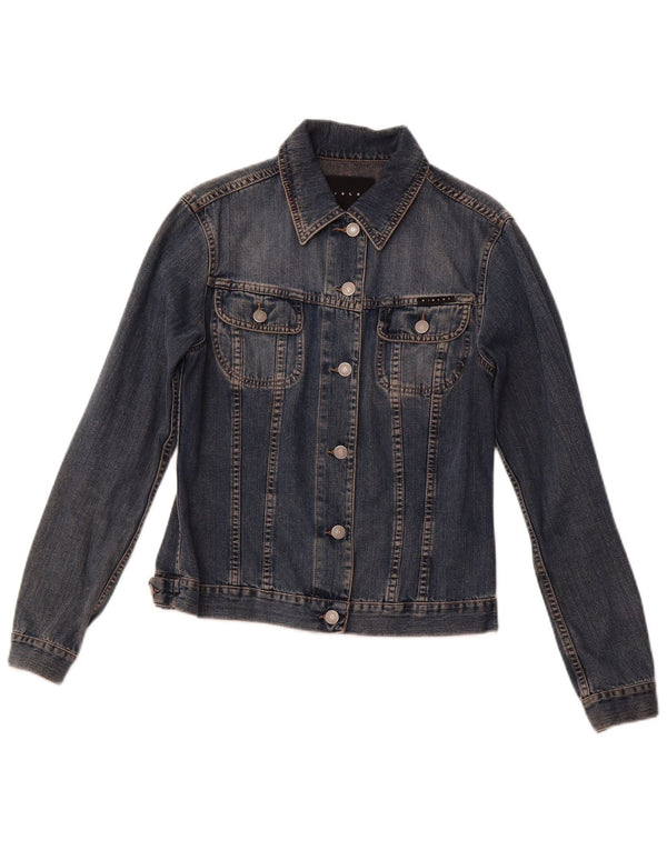 SISLEY Womens Denim Jacket UK 10 Small Navy Blue Cotton