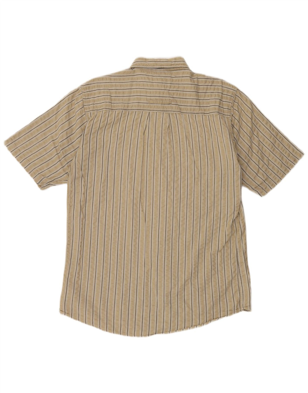 Angelo Litrico Mens Short Sleeve Shirt Medium Beige Striped Cotton