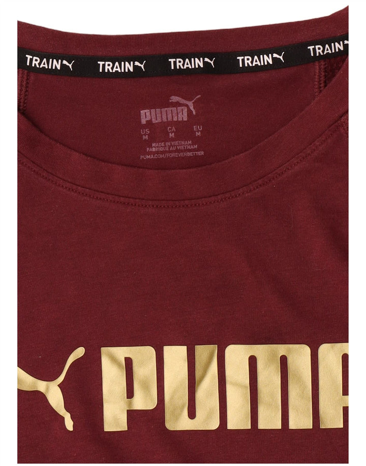 PUMA Womens Graphic T-Shirt Top UK 14 Medium Burgundy