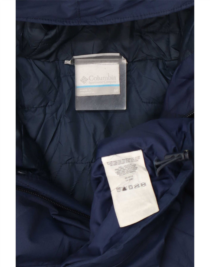 Columbia Mens Hooded Rain Jacket UK 38 Medium Navy Blue Nylon