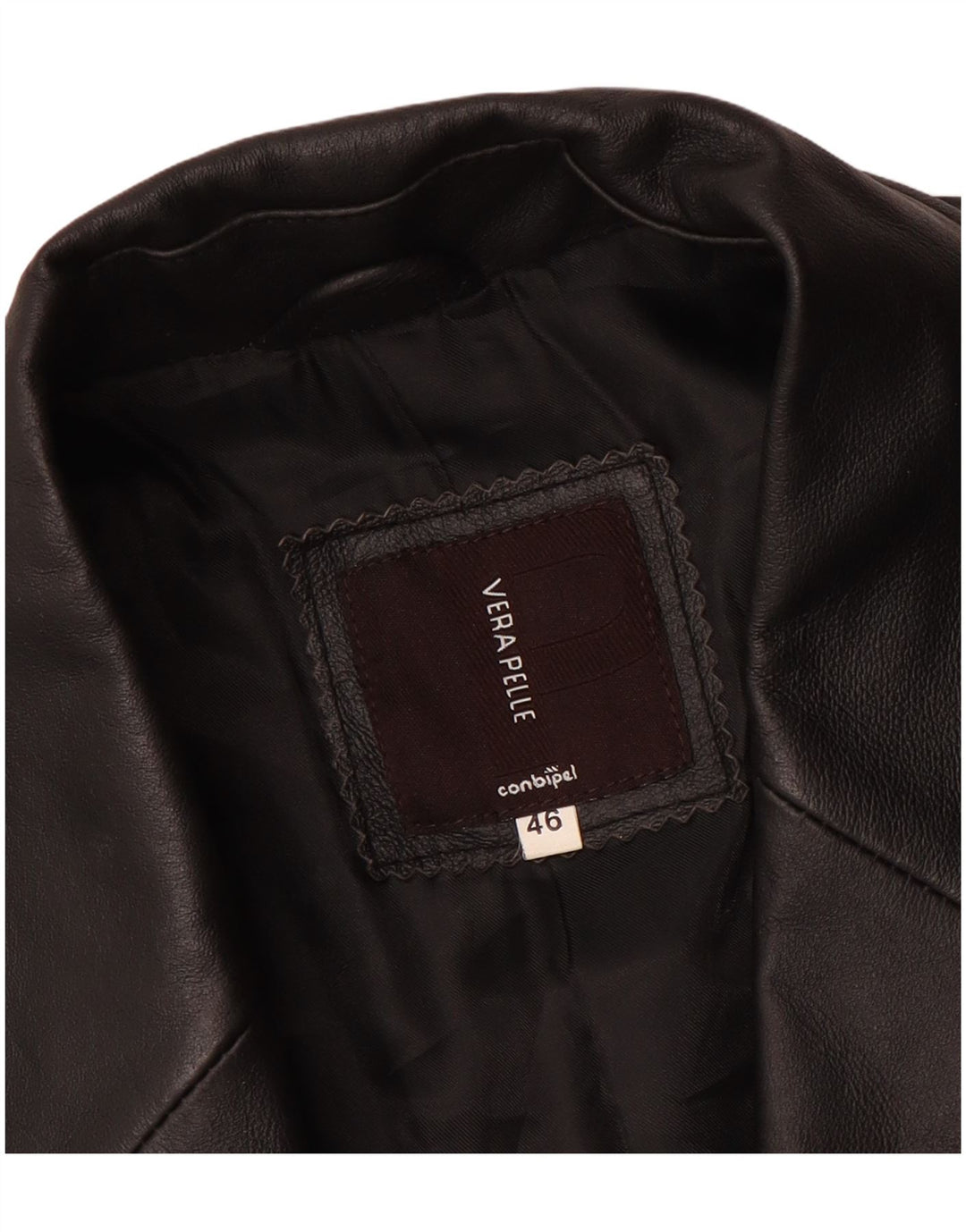 Conbipel Mens Leather Coat IT 46 Small Black Leather
