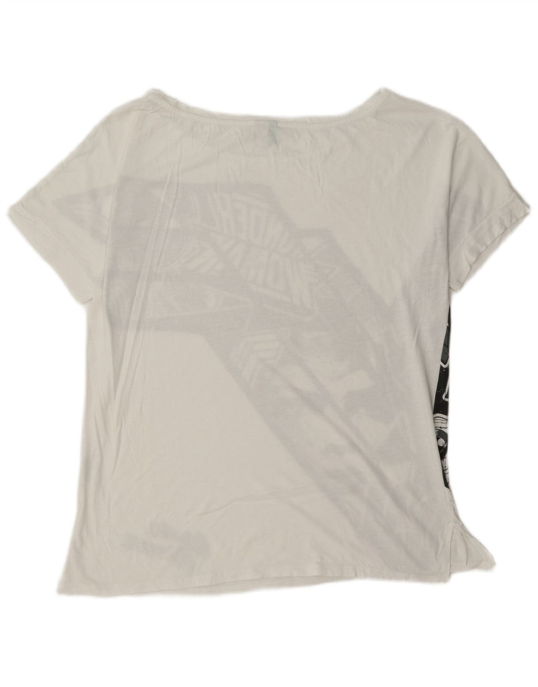 Benetton Womens Graphic T-Shirt Top UK 14 Medium White Cotton