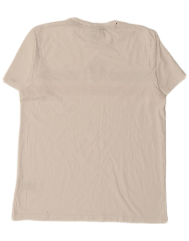 ELLESSE Mens Graphic T-Shirt Top Medium White Cotton