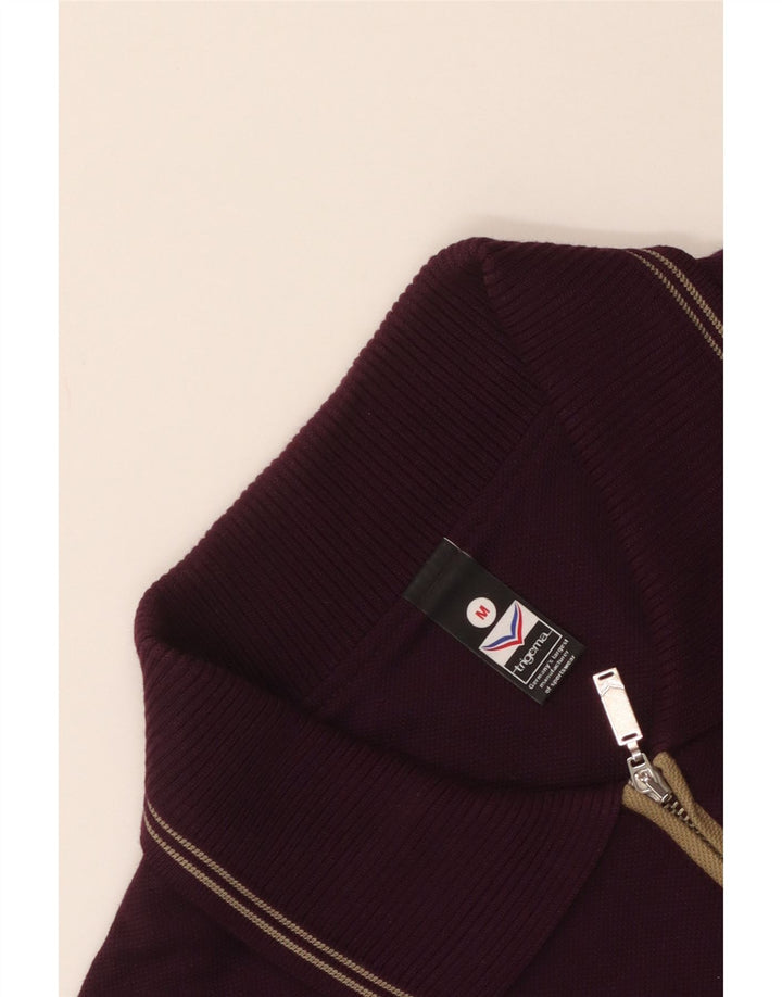 Trigema Mens Long Sleeve Polo Shirt Medium Maroon Cotton