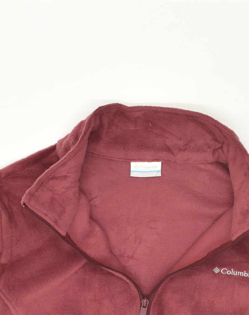 COLUMBIA Womens Fleece Gilet UK 20 2XL Maroon Polyester | Vintage Columbia | Thrift | Second-Hand Columbia | Used Clothing | Messina Hembry 