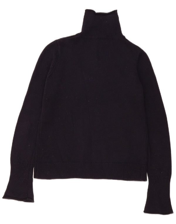Zara Womens Zip Neck Jumper Sweater UK 12 Medium Black Polyester