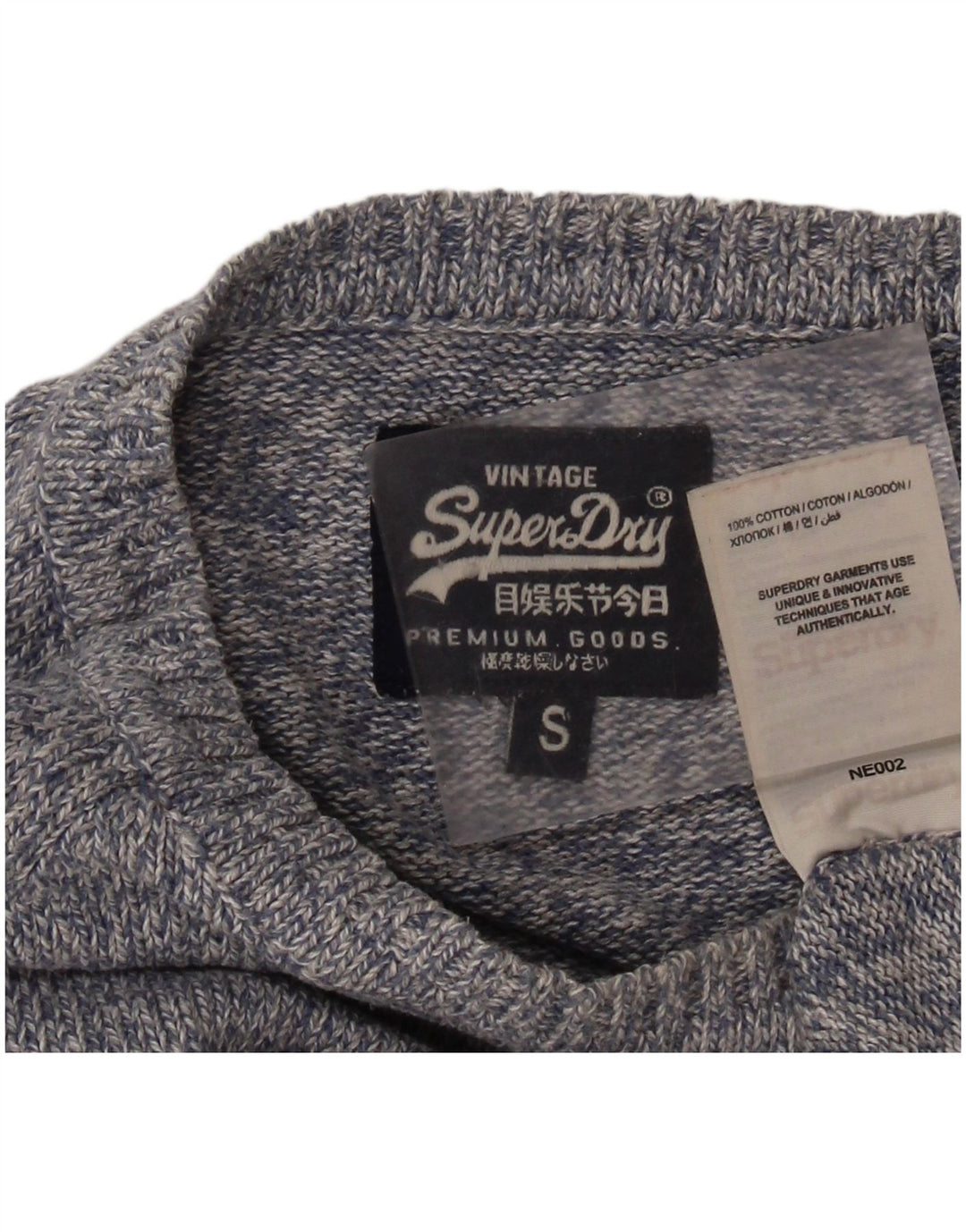Superdry Mens Crew Neck Jumper Sweater Small Blue Flecked Cotton