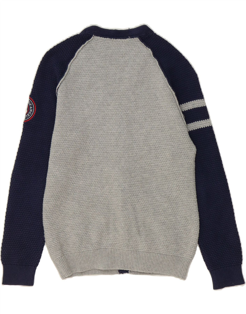 GUESS Boys Graphic Cardigan Sweater 15-16 Years Grey Colourblock Cotton Vintage Guess and Second-Hand Guess from Messina Hembry 