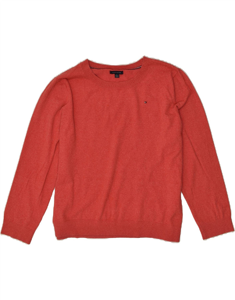 TOMMY HILFIGER Womens Tall Crew Neck Jumper Sweater UK 20 2XL Red Cotton | Vintage Tommy Hilfiger | Thrift | Second-Hand Tommy Hilfiger | Used Clothing | Messina Hembry 