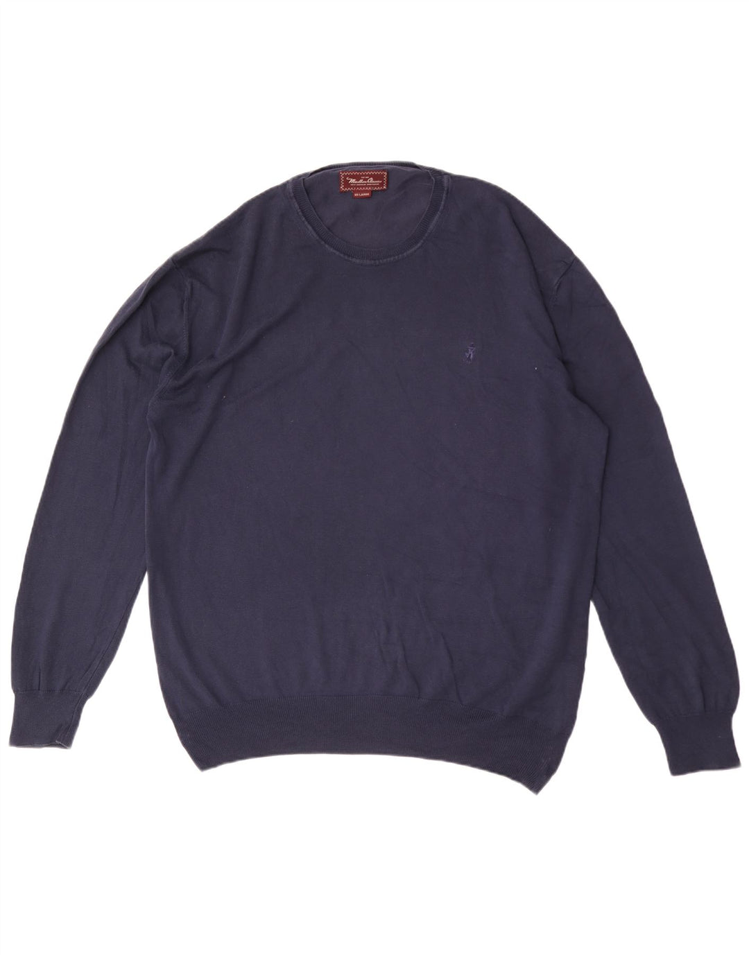 Marlboro Classics Mens Crew Neck Jumper Sweater 2XL Navy Blue Cotton