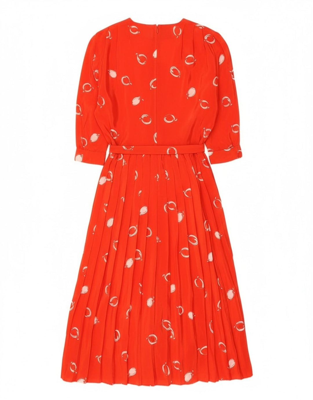 Vintage Womens Abstract Pattern 3/4 Sleeve Maxi Dress EU 42 Large Red