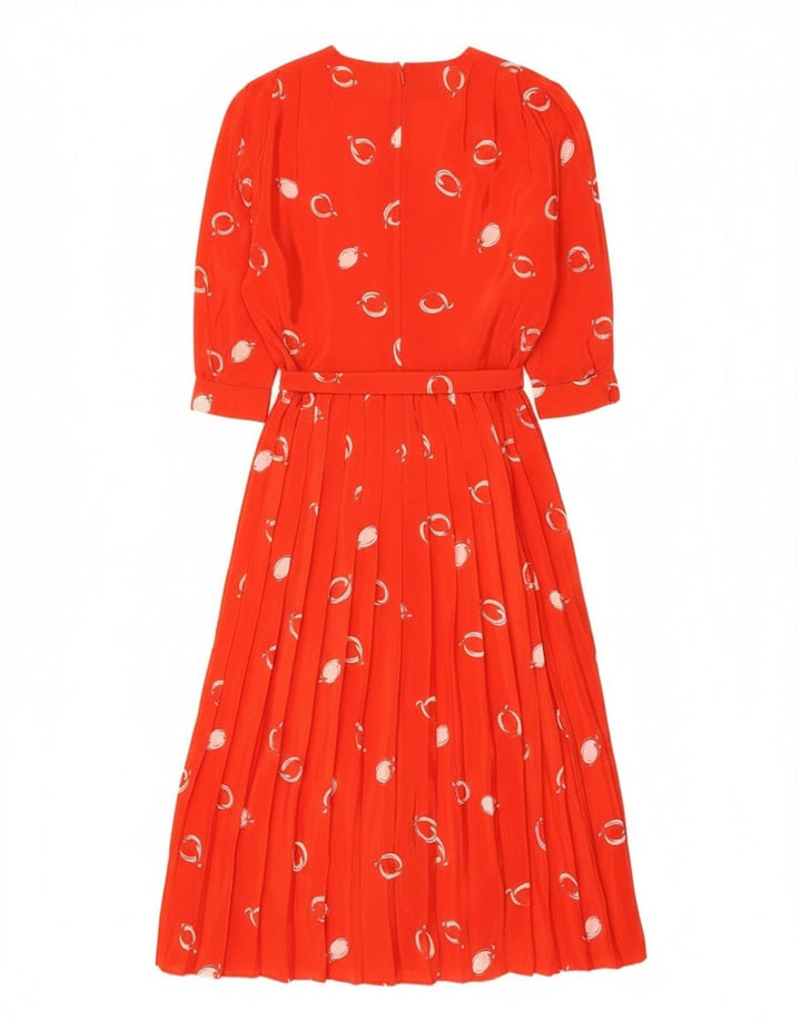 Vintage Womens Abstract Pattern 3/4 Sleeve Maxi Dress EU 42 Large Red