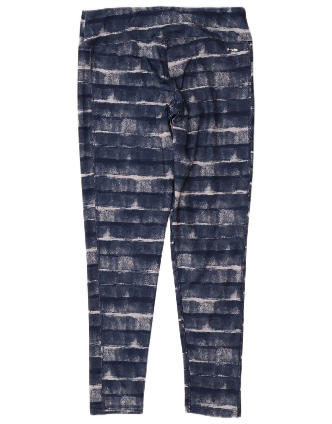 Adidas Womens Climalite Leggings UK 12/14 Medium Blue Striped Polyester