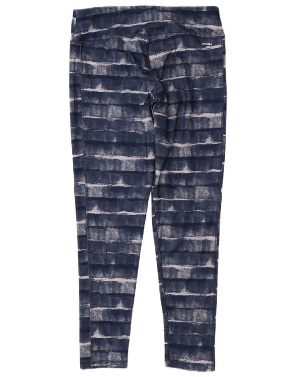 Adidas Womens Climalite Leggings UK 12/14 Medium Blue Striped Polyester