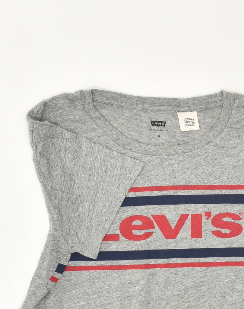 LEVI'S Womens Graphic T-Shirt Top UK 14 Medium Grey Cotton | Vintage Levi's | Thrift | Second-Hand Levi's | Used Clothing | Messina Hembry 