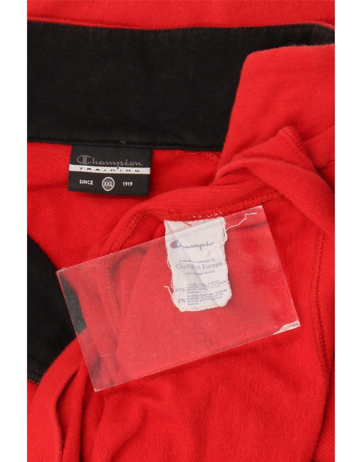 Champion Mens Graphic Zip Neck Sweatshirt Jumper 2XL Red Cotton