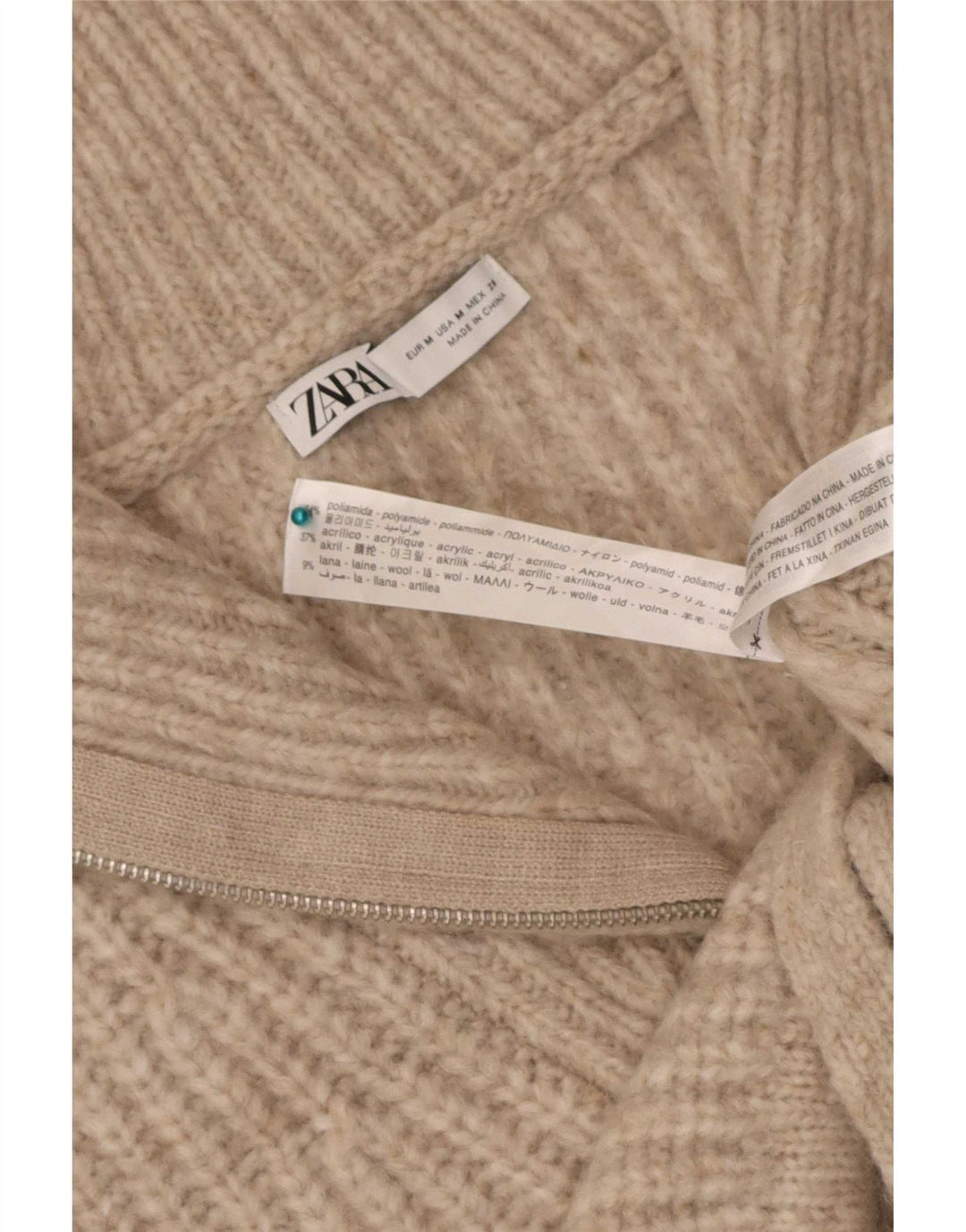 Zara Womens Crop Vest Tank Top UK 14 Medium Beige Polyamide