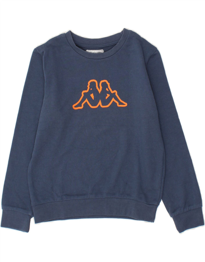 KAPPA Girls Graphic Sweatshirt Jumper 9-10 Years Navy Blue Cotton Vintage Kappa and Second-Hand Kappa from Messina Hembry 