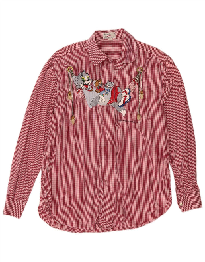 Emmanuel Schvili Womens Tom and Jerry Shirt IT 44 Medium Red Gingham