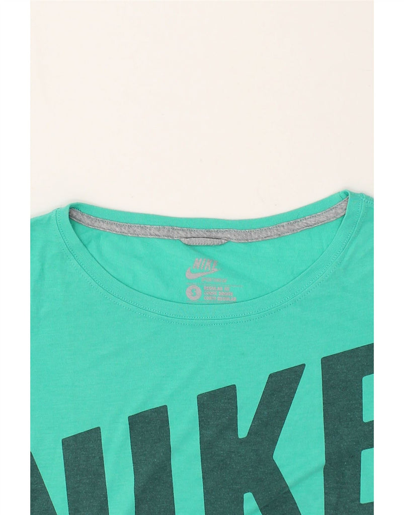 NIKE Womens Regular Fit Graphic T-Shirt Top UK 10 Small Green Cotton | Vintage Nike | Thrift | Second-Hand Nike | Used Clothing | Messina Hembry 