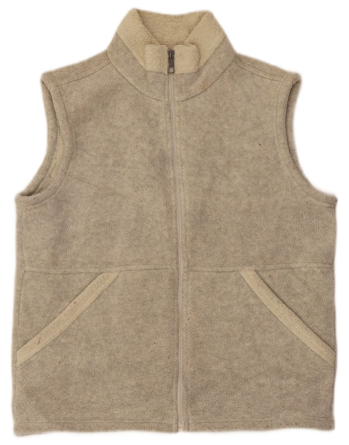 Marks & Spencer Womens Fleece Jacket UK 12 Medium  Beige Polyester