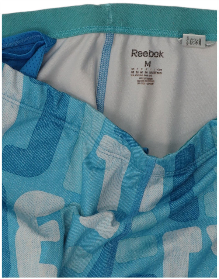REEBOK Womens Graphic Tracksuit Trousers UK 12 Medium Blue Colourblock